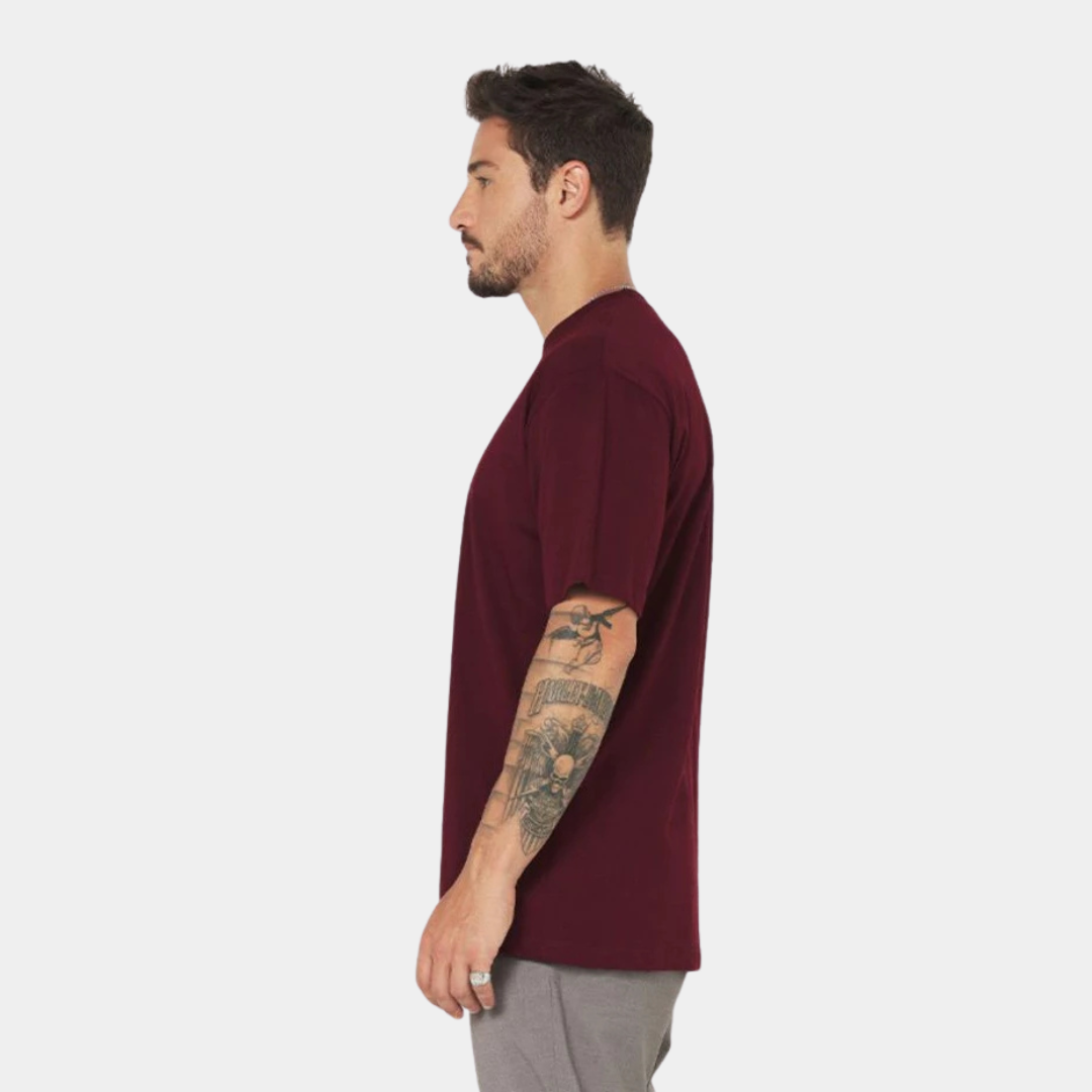 Camisa Básica Oversized Streetwear Masculina Vinho 