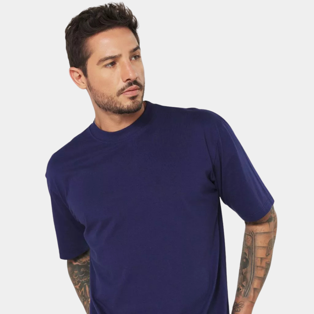 Camisa Básica Oversized Streetwear Masculina Azul 